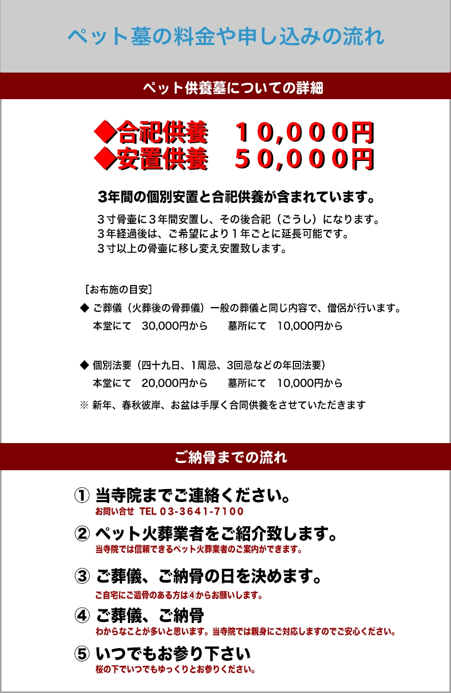 ペット墓の料金や、お申込みまでの流れ